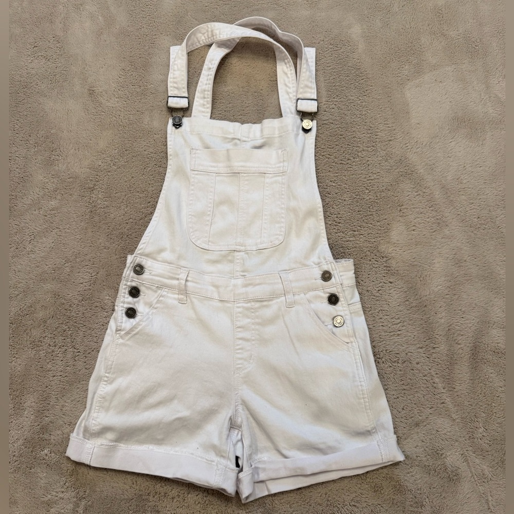 KanCan White Denim Overall Shorts